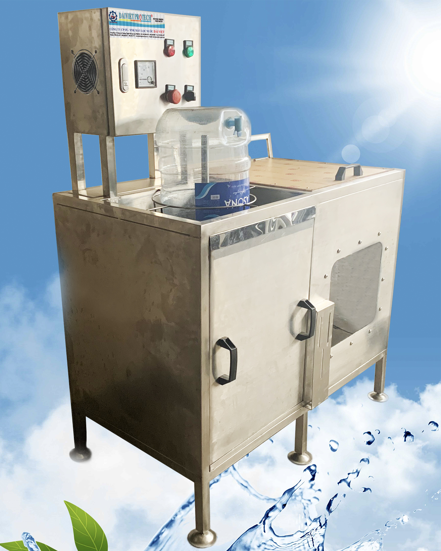 Máy rửa bình bán tự động và tráng rửa hóa chất tuần hoàn - Hàng chính hãng