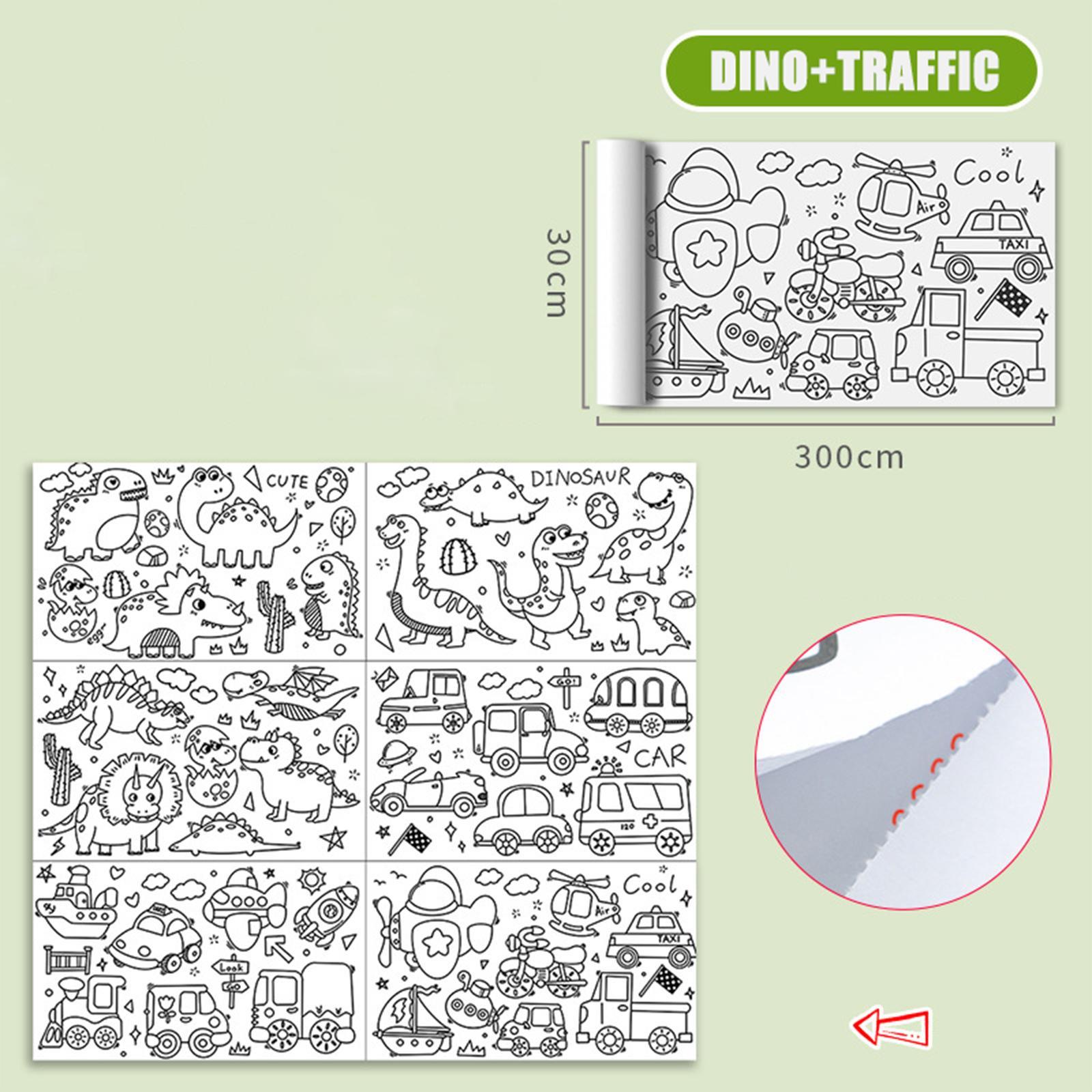 2Pieces Large Kids Coloring Paper Roll, Colorable with Tear Off Line Coloring Tablecloth for Children Birthday Home