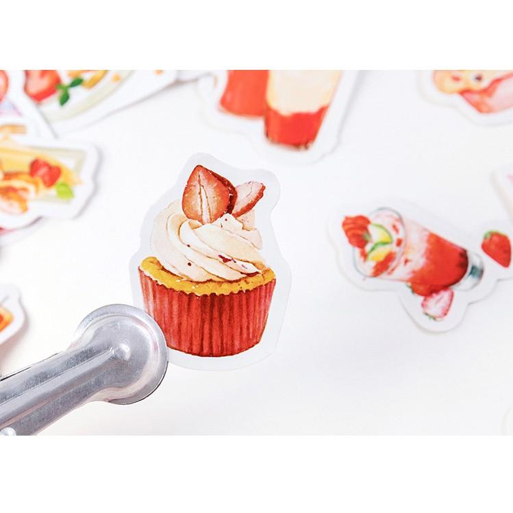 STI46 Bộ 45 miếng dán sticker dễ thương - Strawberry tea time