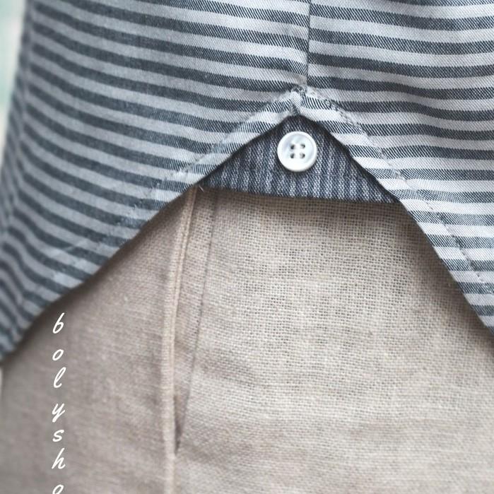 Áo Sơ mi Lucky cổ trụ 3 nút chất liệu Linen