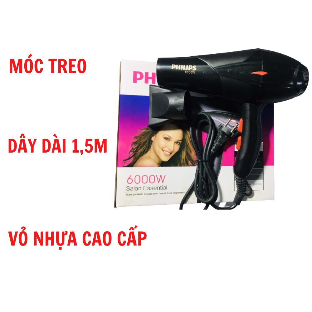 Máy sấy tóc, công suất lớn 6000w/ 2 chiều nóng - lạnh, sấy nhanh khô, chăm sóc tóc, bảo vệ tóc hiệu quả, tạo kiểu dễ dàng/ tích hợp nhiều tính năng sấy/ mát - ấm - nóng, luồng gió mạnh/sử dụng cho cả Salon tóc chuyên nghiệp