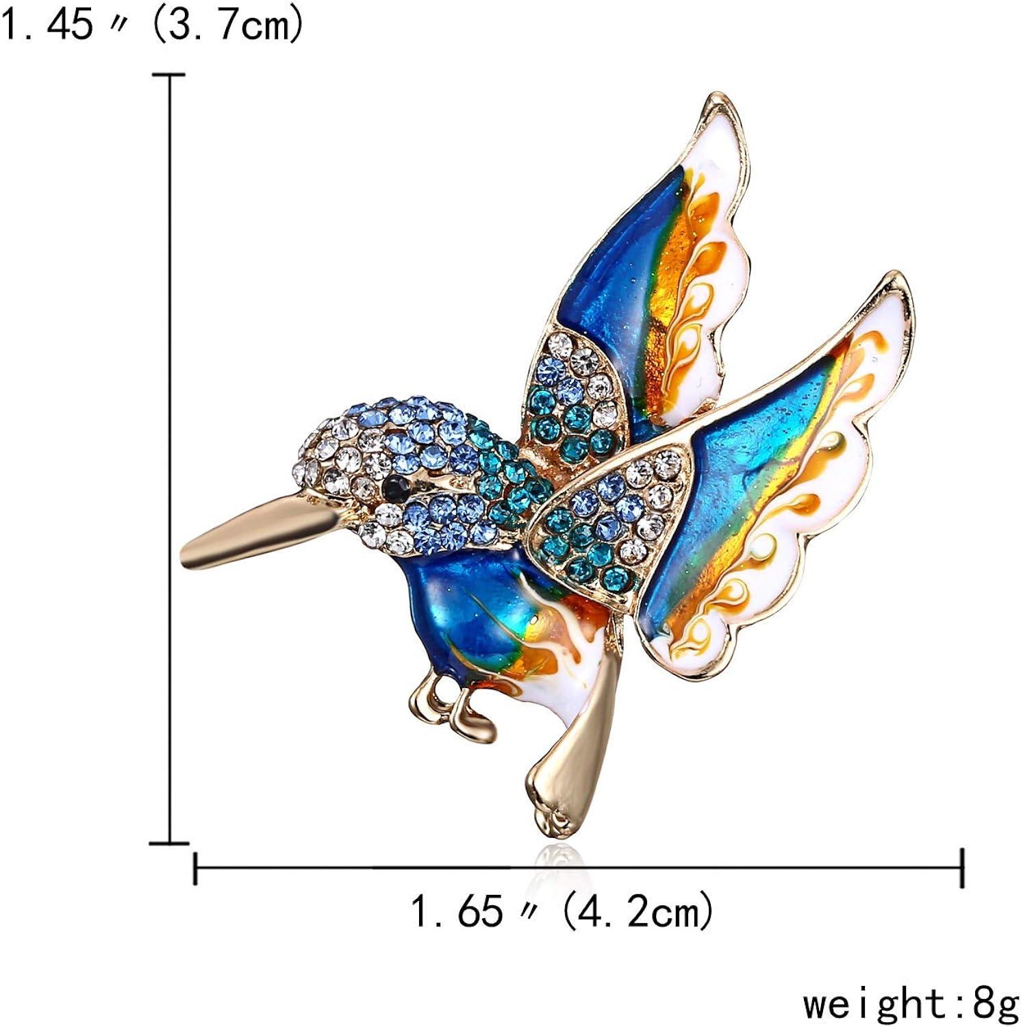 Phụ nữ đồ cổ màu vàng Memal Vogel Hummingbird Multi Color Aurian  Brosche Jewelry Blue có thể điều chỉnh