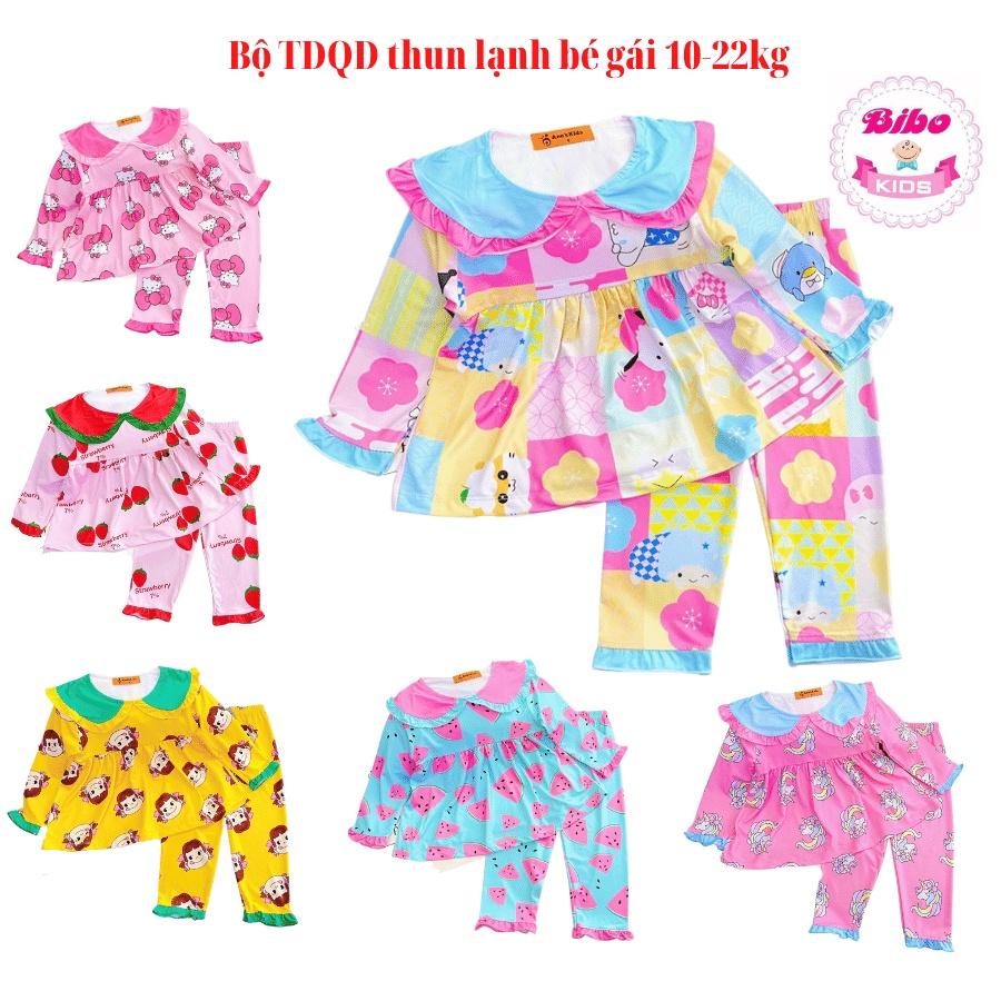 Bộ tay dài babydoll chất thun lạnh 3D cao cấp in hình siêu dễ thương cho bé gái, Bộ thu đông, Đồ dài cho bé