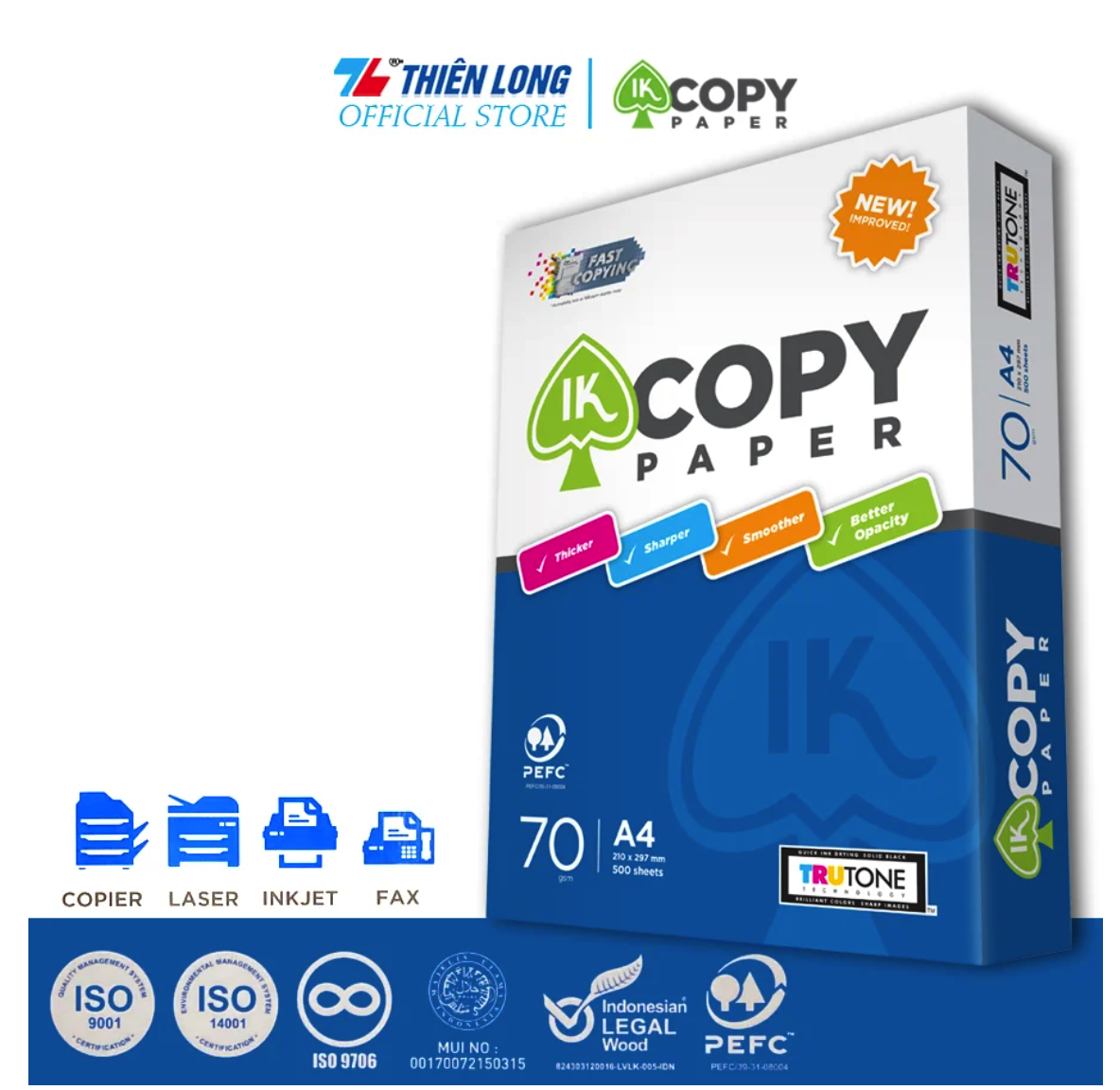 Combo 10 Ream Giấy Flexoffice A4 70 gsm - IK COPY PP-02 (500 TỜ/REAM) Tiện lợi hơn