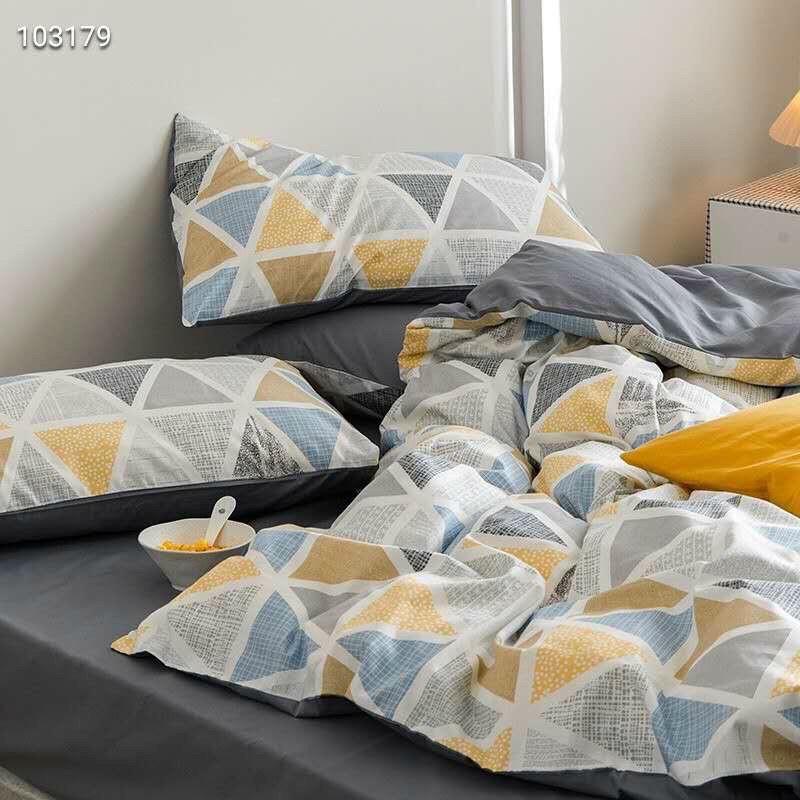 Bộ Chăn Ga Gối Cotton Living 100%cotton Hàng Nhập Khẩu Cao Cấp Kẻ Hiện Đại
