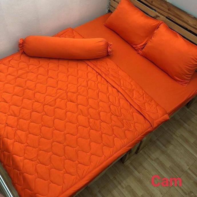 Bộ 4 Món Ga Gối Thun Mát Mềm Thun Lạnh Cao Cấp LAN PHAM BEDDING - Màu Cam