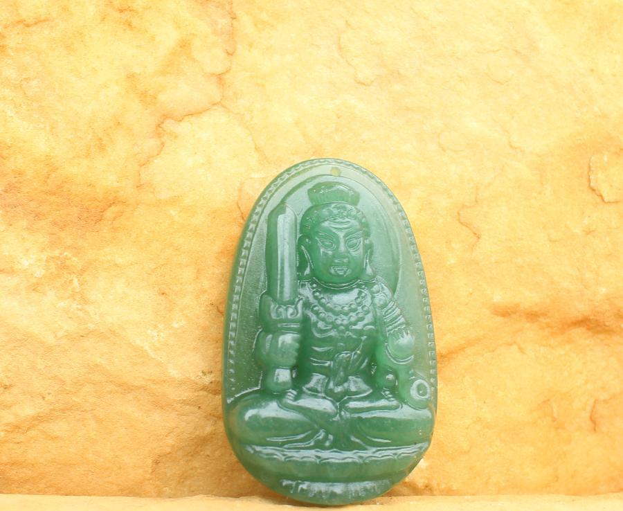 Mặt Dây chuyền Phật Bản Mệnh tuổi Dậu, Mệnh Hỏa, Phật Bất Động Minh Vương, Đá Thạch Anh Xanh, Cỡ to AKO1
