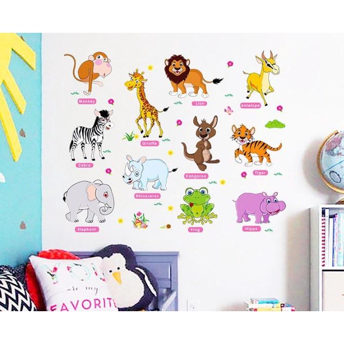 Decal dán tường chi tiết hình các Con Vật cho bé - Tranh dán tường cho bé