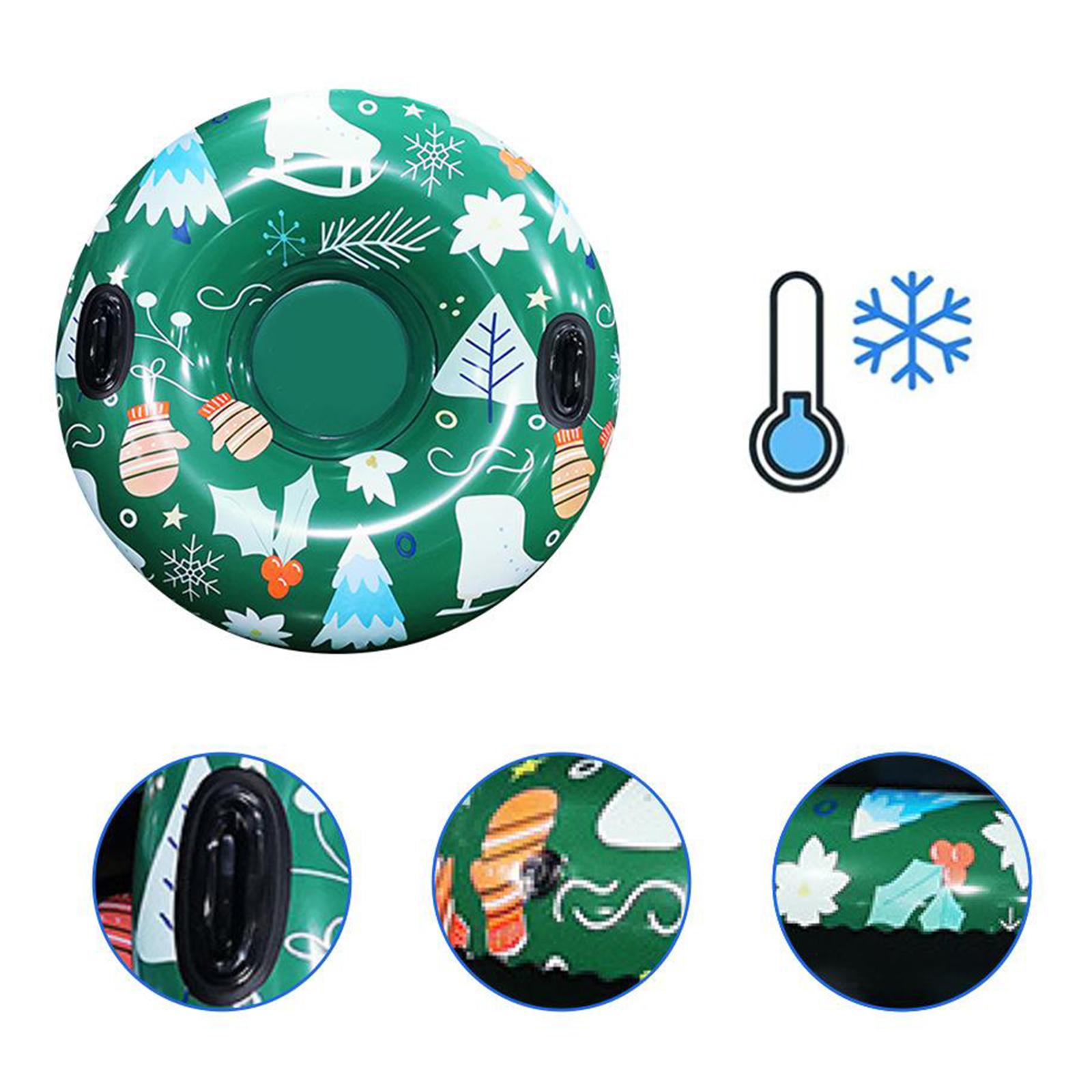 Snow Tube Sled for Kids and Adults , 47" Snow Sleds Heavy Duty with Handles and Bottom, Big Inflatable Snow Tubes for Outdoor Sledding