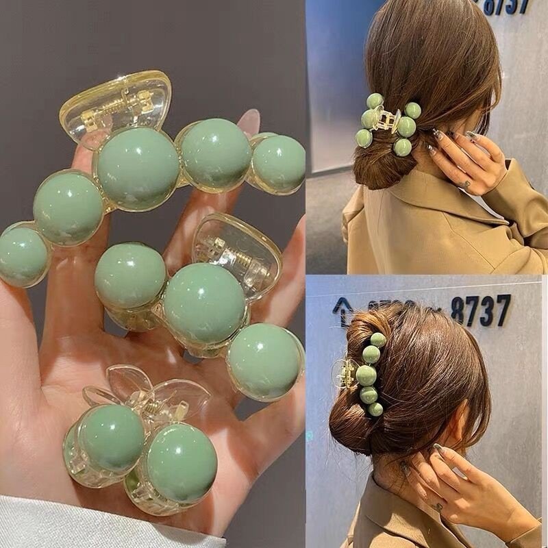 Kẹp cặp tóc càng cua hàn quốc đính ngọc trai phong cách tiểu thư cute xinh dễ thuong cho nữ màu xanh ngọc