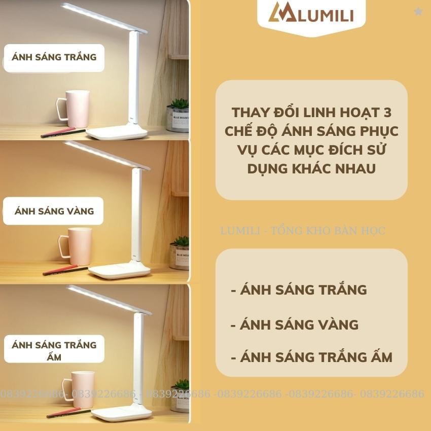 Đèn học để bàn cảm ứng 3 chế độ sáng cho bé, bảo vệ mắt chống cận thị ánh sáng trắng vàng