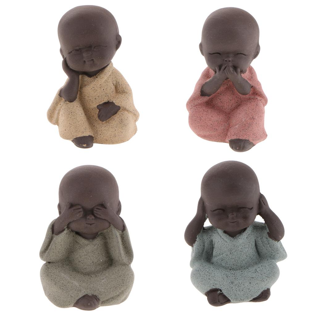 Ceramic Small Buddha Statue Small Monk Figurine Tea Pet Decorative Ornaments