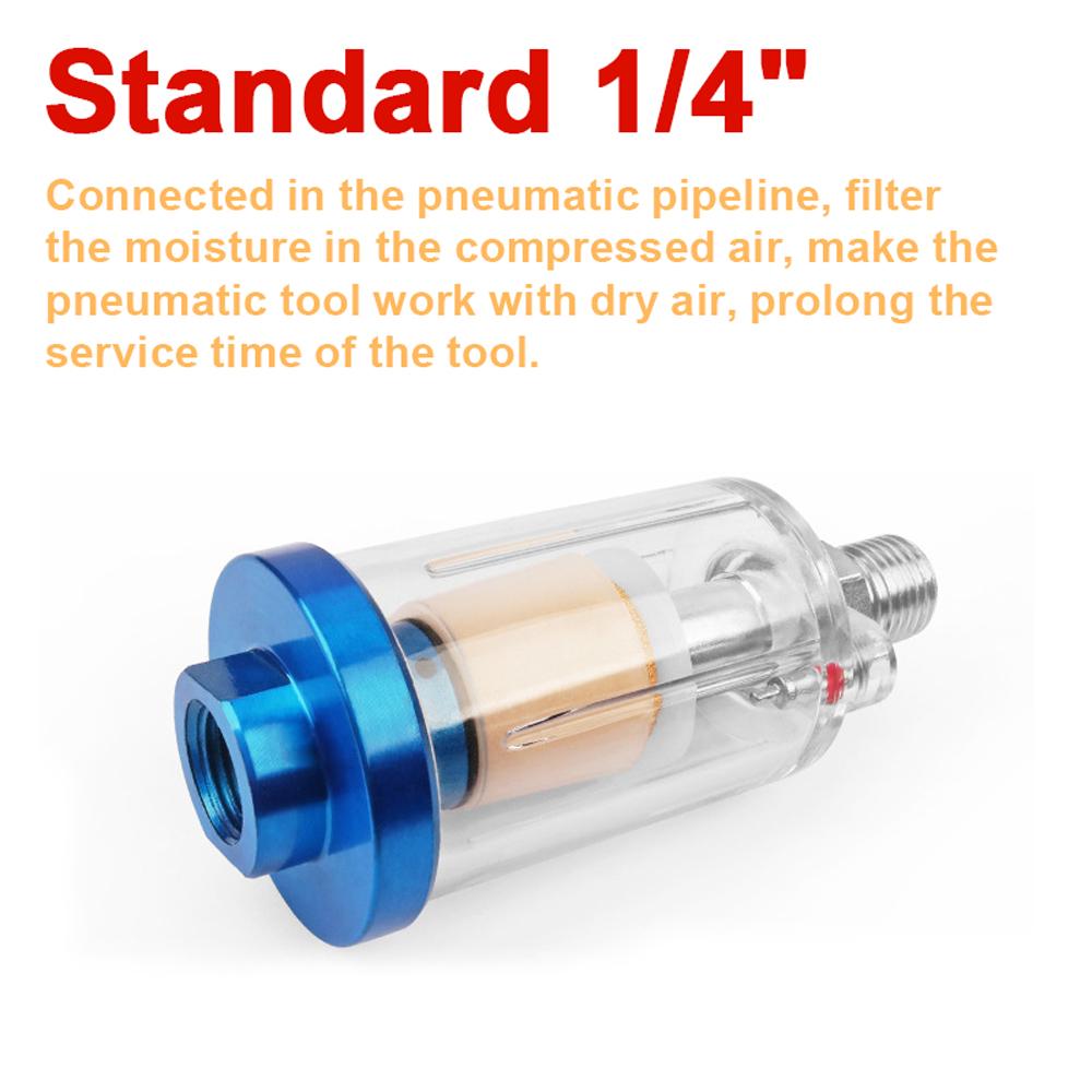 Mini 1/4'' Water Oil Separator Inline Air Hose Filter Moisture Trap Compressor Sprayer Pneumatic Painting Spraying Tool