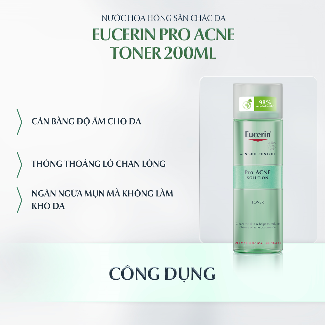 Nước cân bằng cho da nhờn mụn Eucerin Pro Acne Toner 200ml