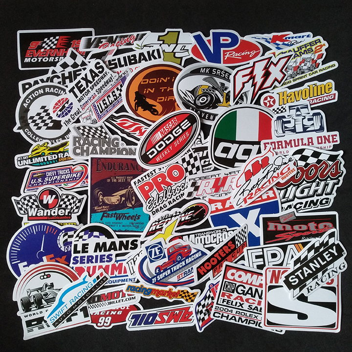 Bộ Sticker dán cao cấp chủ đề RACING - Dùng dán Xe, dán mũ bảo hiểm, dán Laptop