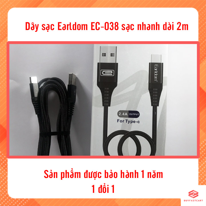 Dây Sạc Nhanh Earldom EC-038 2.4A Dùng Cho iPhone, iPad Chiều Dài 2m - Hàng Chính Hãng