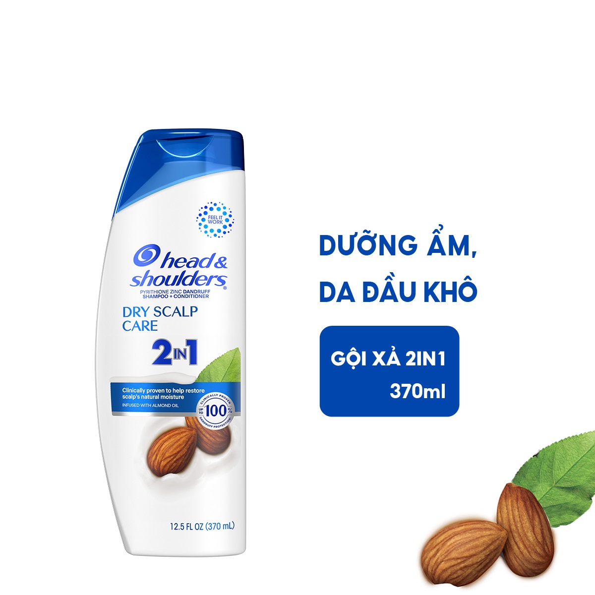 Dầu Gội Và Xả Head & Shoulders Dry Scalp Care 2in1 With Almond Oil Với Dầu Hạnh Nhân 400ml
