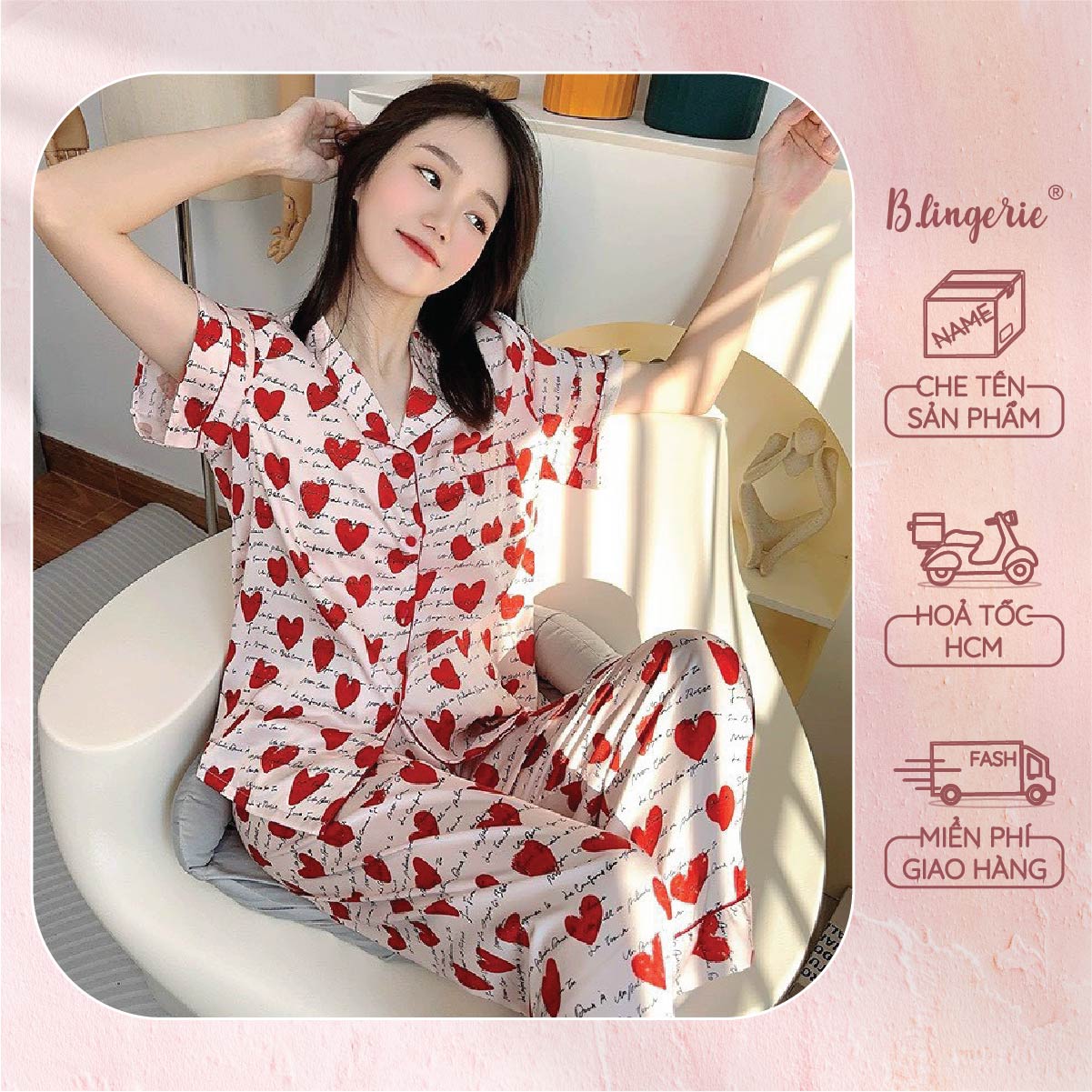 Bộ Đồ Ngủ Pijama Trái Tim - B.Lingerie