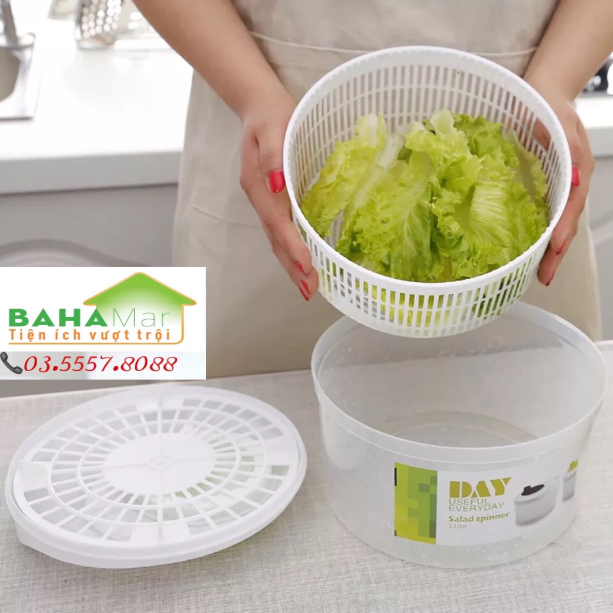 RỔ ĐA NĂNG RỬA - VẮT KHÔ RAU SỐNG BAHAMAR một dụng cụ cần thiết cho bếp mỗi gia đình rất thuận tiện khi rửa rau và vẩy khô rau đảm bảo khô ráo sạ