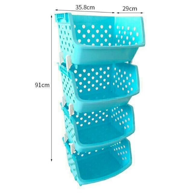 Bộ kệ nhựa 4 tầng đựng đồ nhà tắm, nhà bếp tiện dụng tháo lắp linh hoạt, không bánh xe và nắp