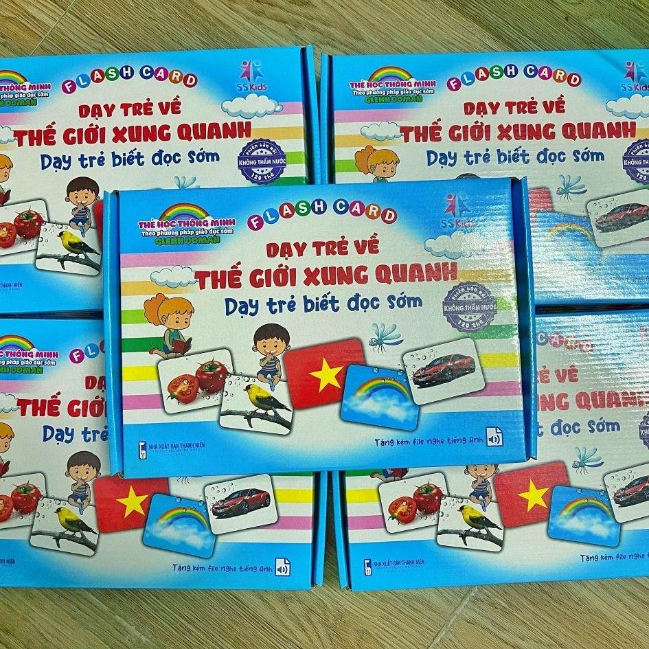 Thẻ học thông minh cho bé loại to cứng A5 flashcard chuẩn Glenn Doman 16 chủ đề mới có lớp cán bóng