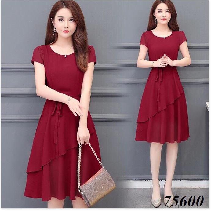 Đầm voan chiffon xếp tà nhẹ nhàng nữ tính