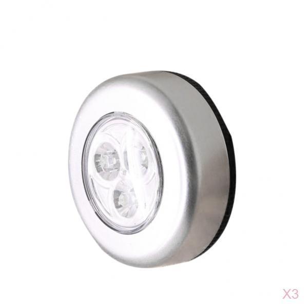 3PC LED Wireless Stick on Push Light Battery Powered Touch Light For Cabinet