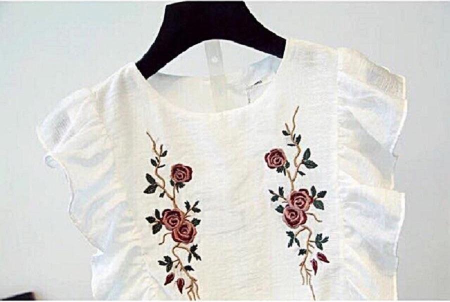 ĐẦM MAXI THÊU HOA VIỀN BÈO NHÚN EO