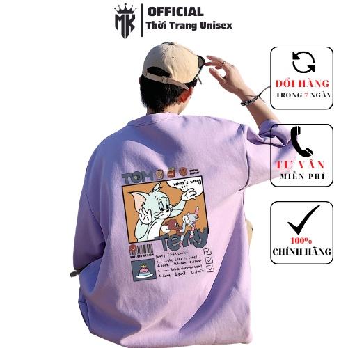 Áo thun tay lỡ nam nữ, áo phông unisex form rộng chất cotton mát mịn thấm hút mồ hôi in hình TOM &amp; JERRY CỰC ĐẸP