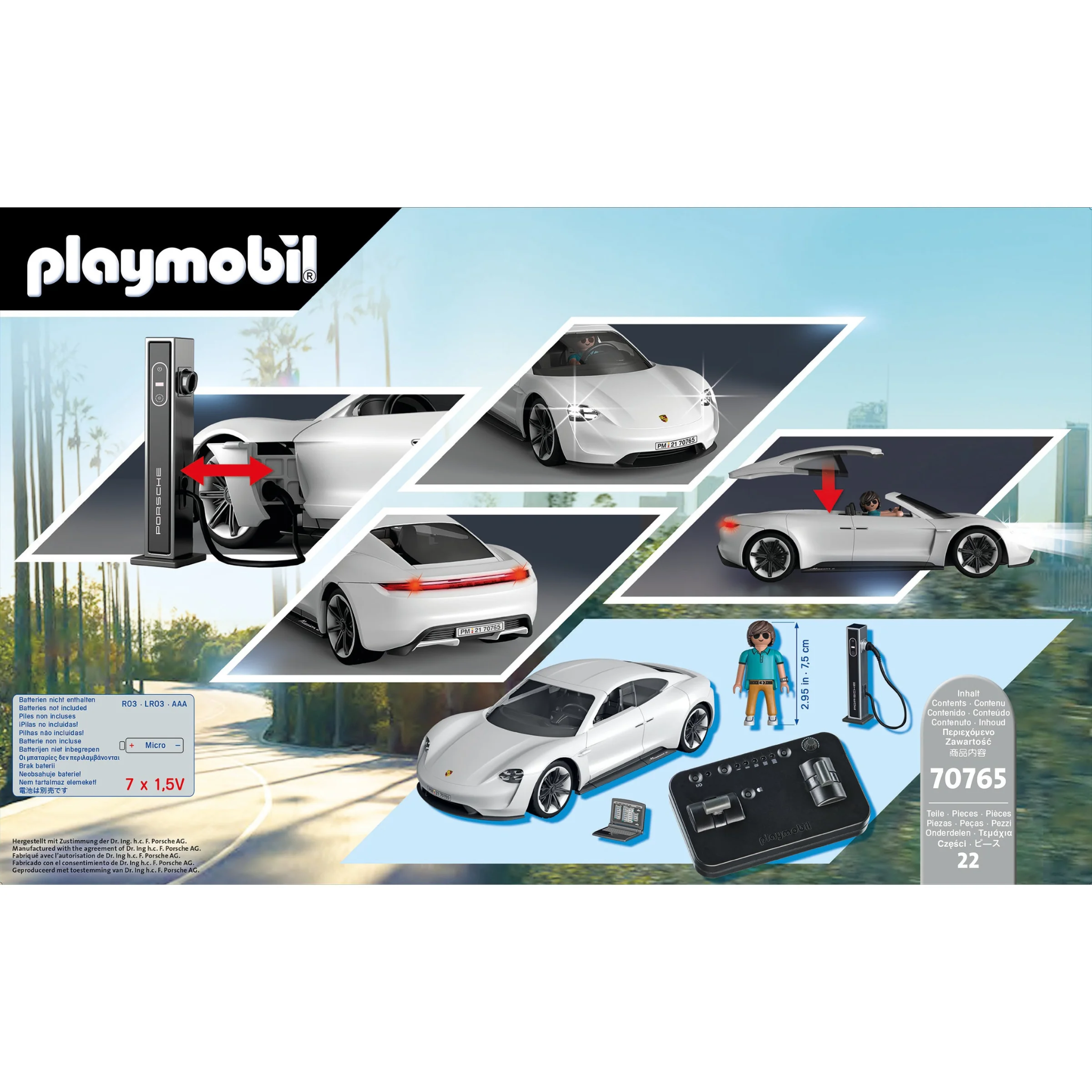 Đồ chơi xe điều khiển từ xa Playmobil Porsche Mission E kèm nhân vật 22 pcs