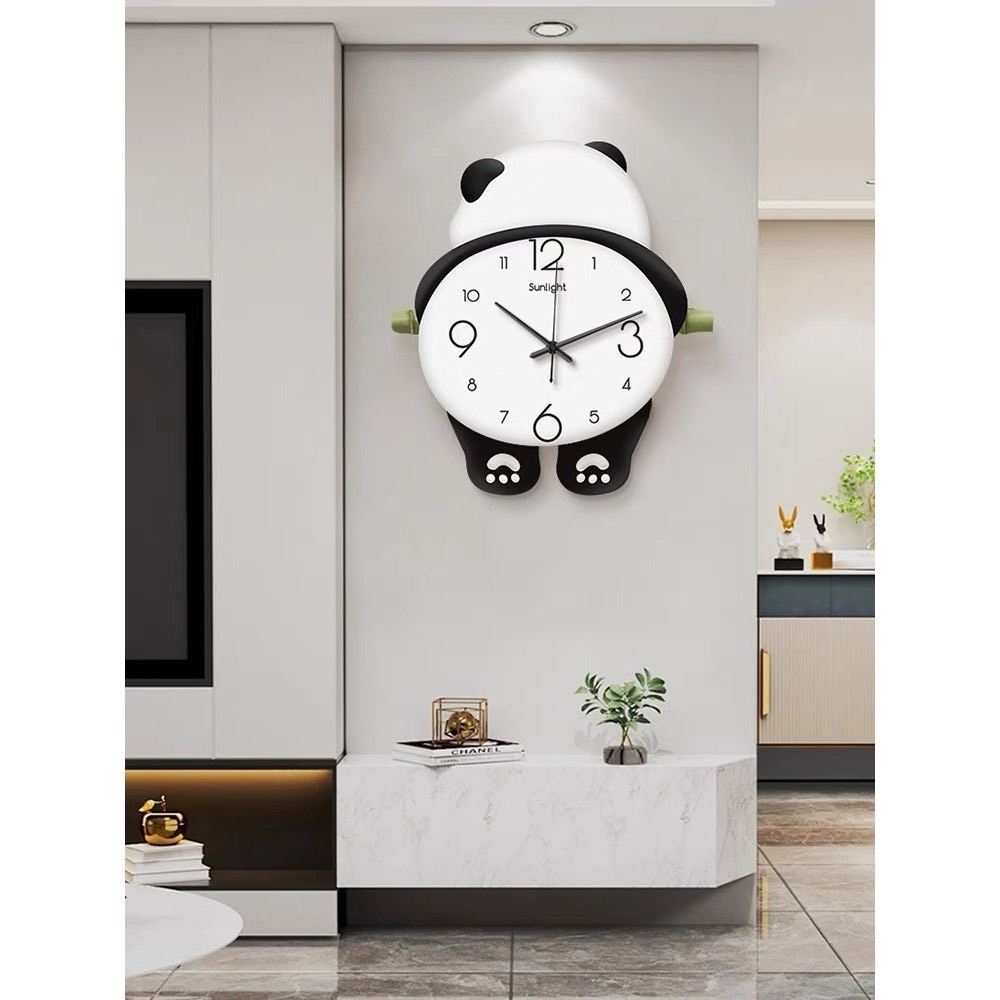 (HCM) Tranh đồng hồ đèn led gấu trúc dễ thương trang trí phòng bé kèm đinh treo