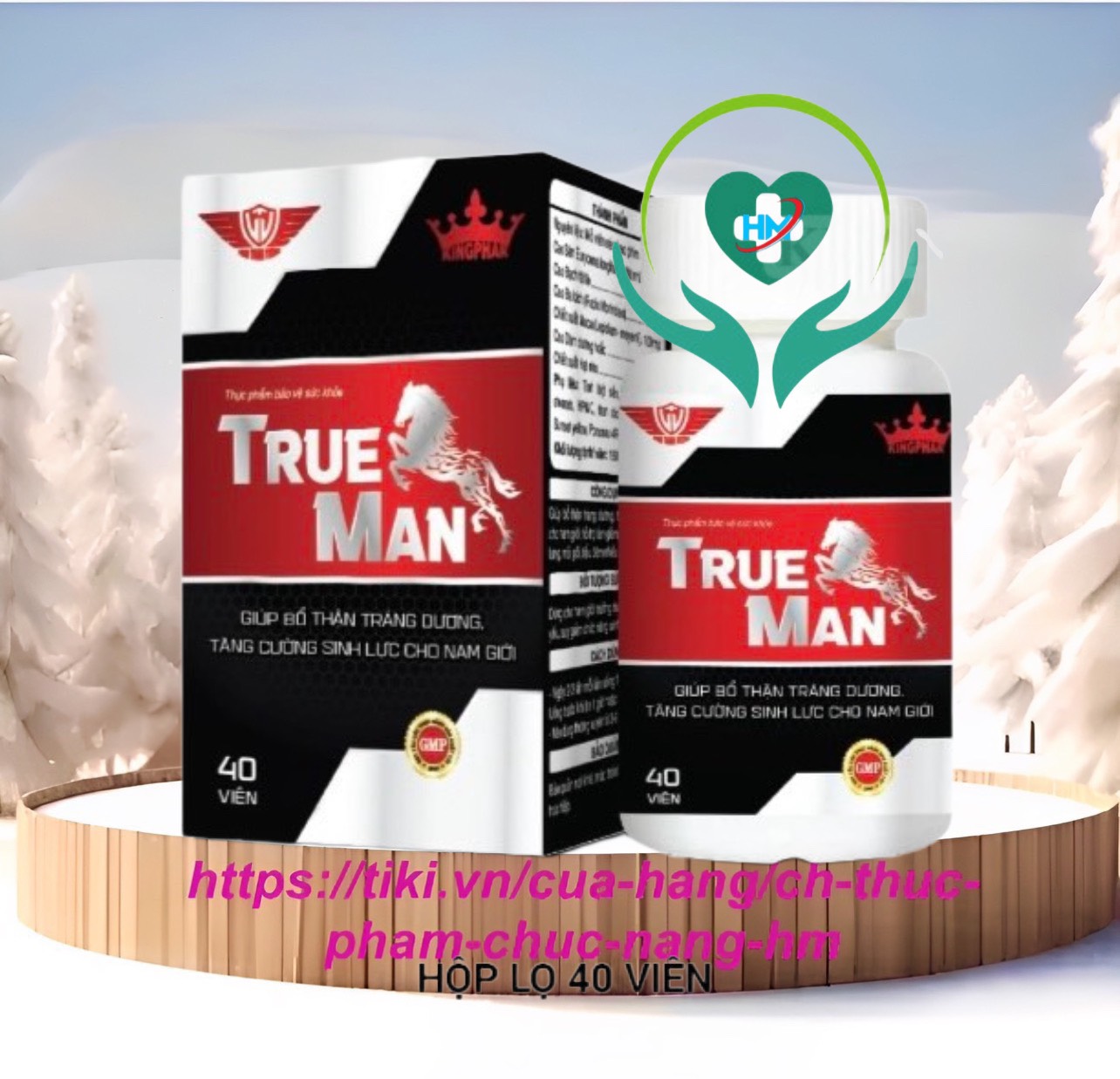 Tăng cường sinh lí True Man - hộp 40 viên - giúp bổ thận tráng dương, tăng cường sinh lực cho nam giới