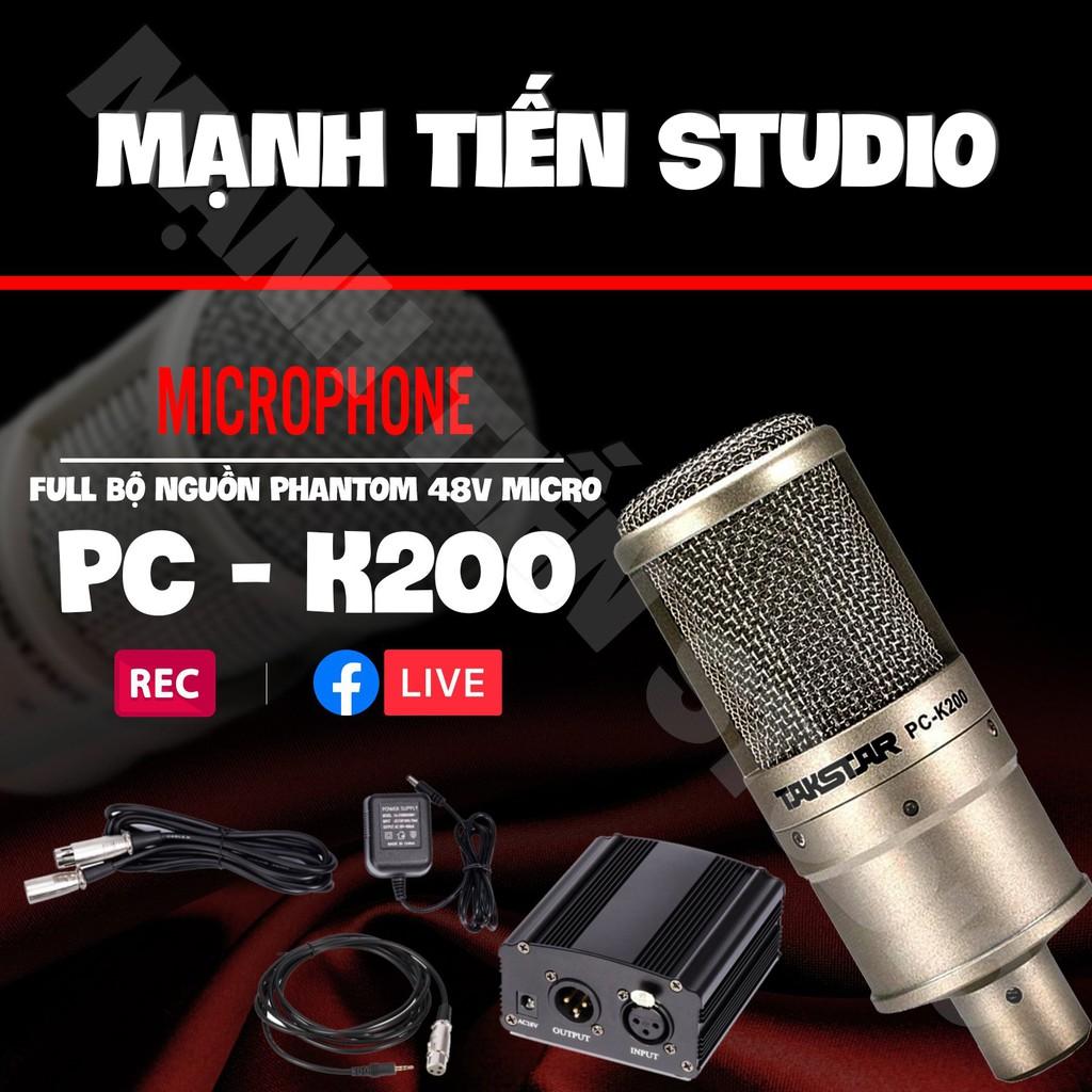 Micro thu âm chuyên nghiệp Takstar PC K-200 + nguồn 48v + canon + xlr 3.5 cho thu âm, live stream fb, tiktok