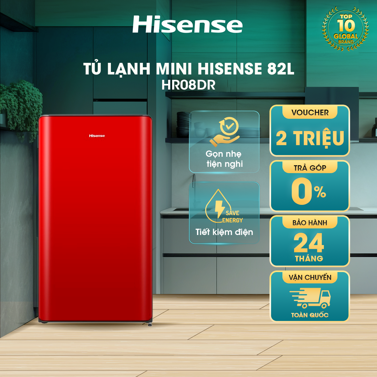 Tủ lạnh Mini Hisense 82 Lít HR08DR/HR08DW tiết kiệm điện, làm lạnh nhanh, bảo hành 24 tháng - HÀNG CHÍNH HÃNG