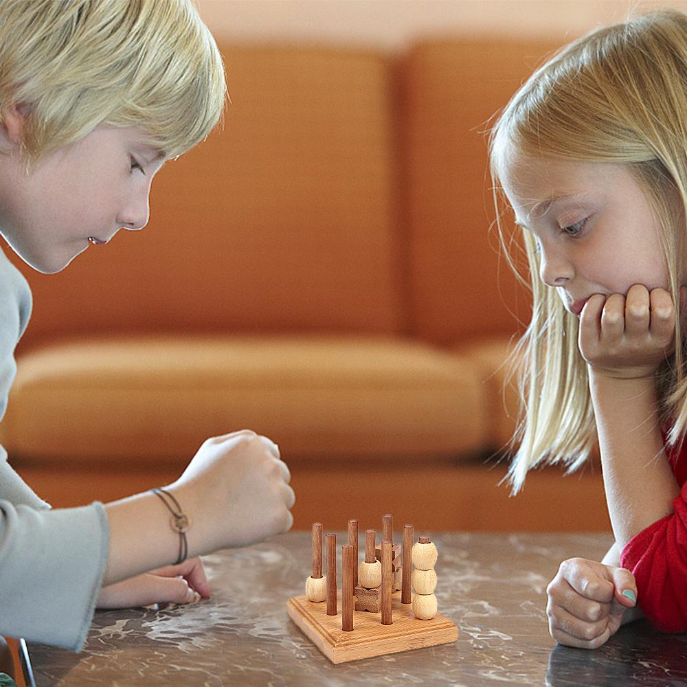 Wooden 3D XO Chess Set Travel Games Entertainment Educational Toys for Kids Adult Family Board Game Strategy Board Game