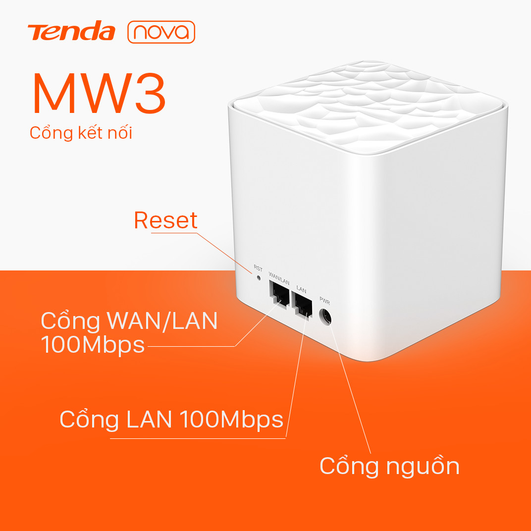 Hệ thống Wifi Nova Mesh cho gia đình Tenda MW3 Chuẩn AC 1200Mbps 2 pack - Hàng Chính Hãng