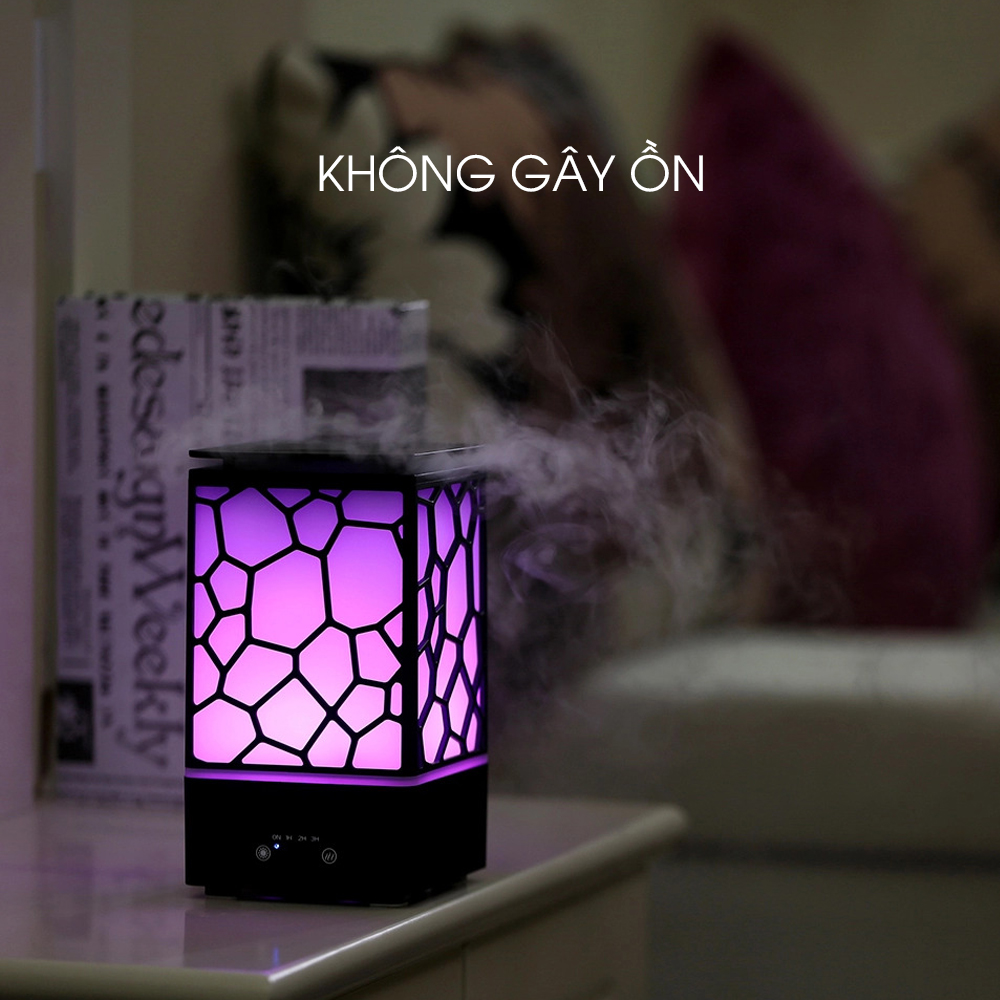 Máy khuếch tán tinh dầu siêu âm tạo ẩm Cát Tường có đèn LED 7 màu, chế độ hẹn giờ, tự đông ngắt khi hết nước, tặng kèm tinh dầu sả chanh Kobi