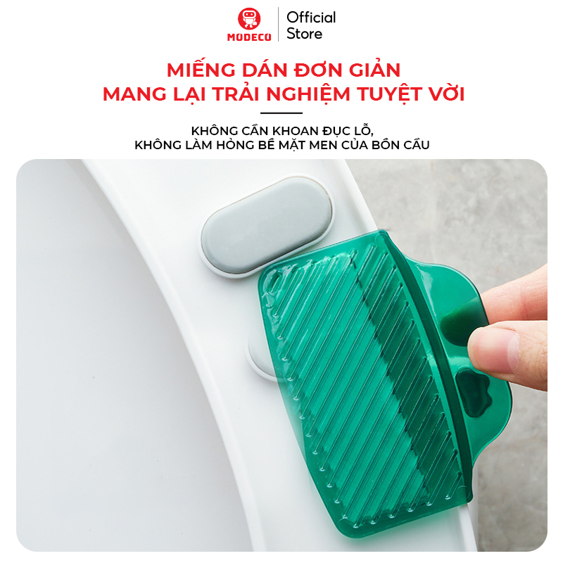 2 Miếng Dán Mở Nắp Bồn Cầu Cao Cấp MODECO - Keo 3M Siêu Dính - Nâng, Đóng Nắp Bệt Vệ Sinh Tiện Lợi, An Toàn