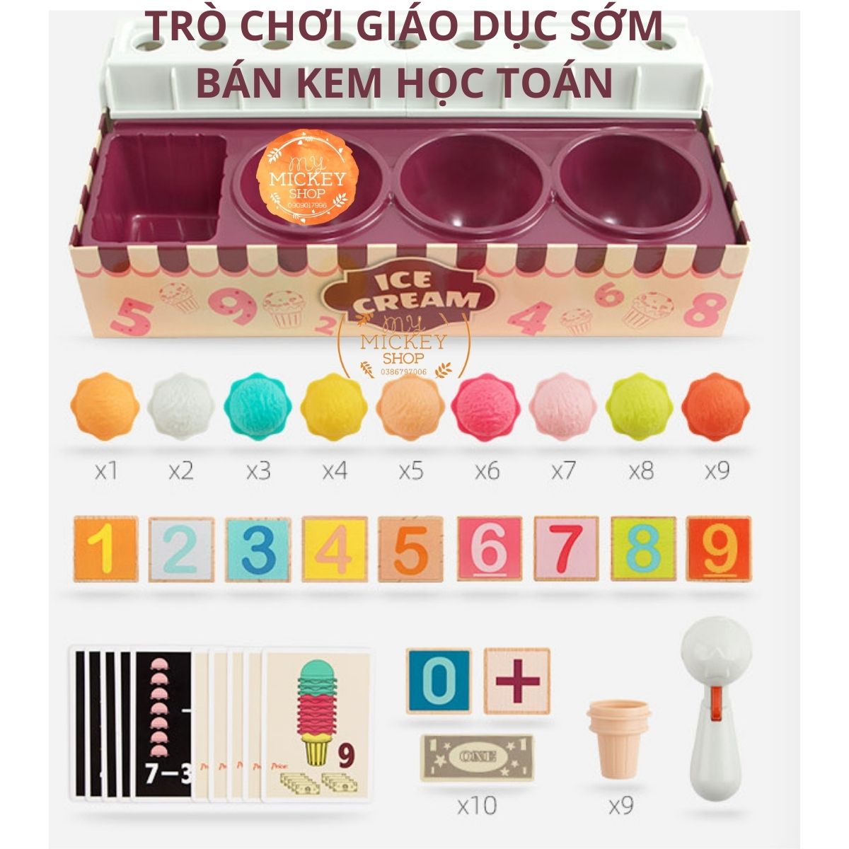 Bộ đồ chơi giáo dục sớm BÁN KEM HỌC TOÁN ICREAM MATH &amp; LOGIC cho bé từ 4 5 6 tuổi