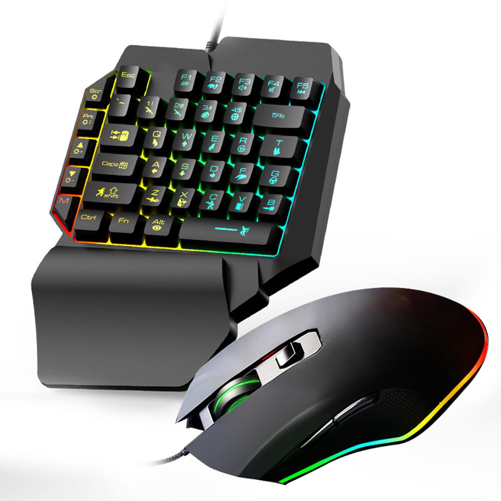 T1 Bàn Phím Chuột Sản Phẩm Công Thái Nhiều Màu Đèn Nền Một Tay Bàn Phím Chuột Dành Cho Nhà Game Thủ Chơi Game Bộ