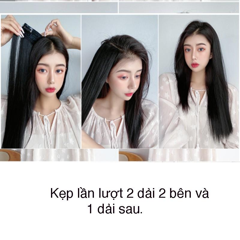 Sét 3 dải Kẹp Tóc Giả Kẹp thẳng cao cấp làm dày tóc, tự nhiên mềm đẹp