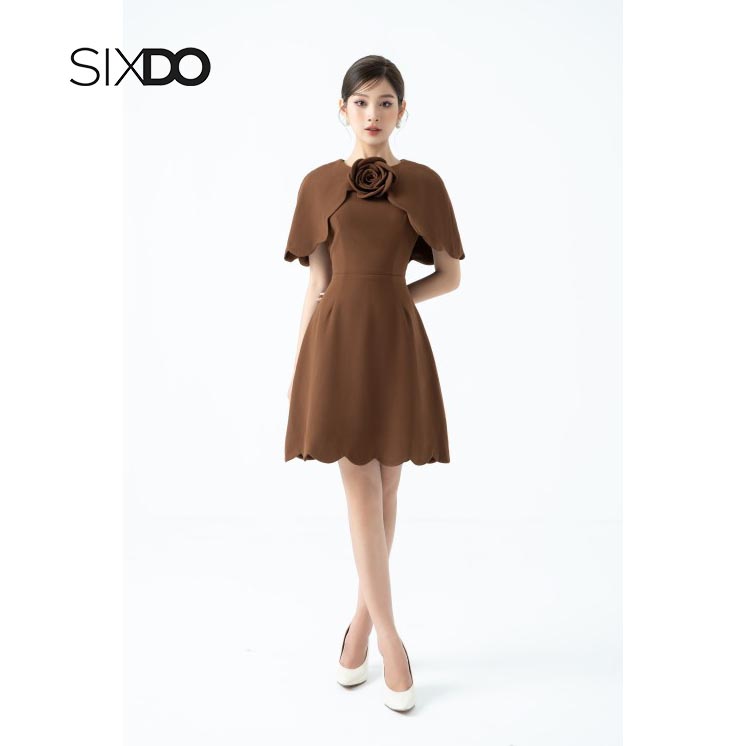 Đầm choàng vai nữ kèm hoa sang trọng SIXDO