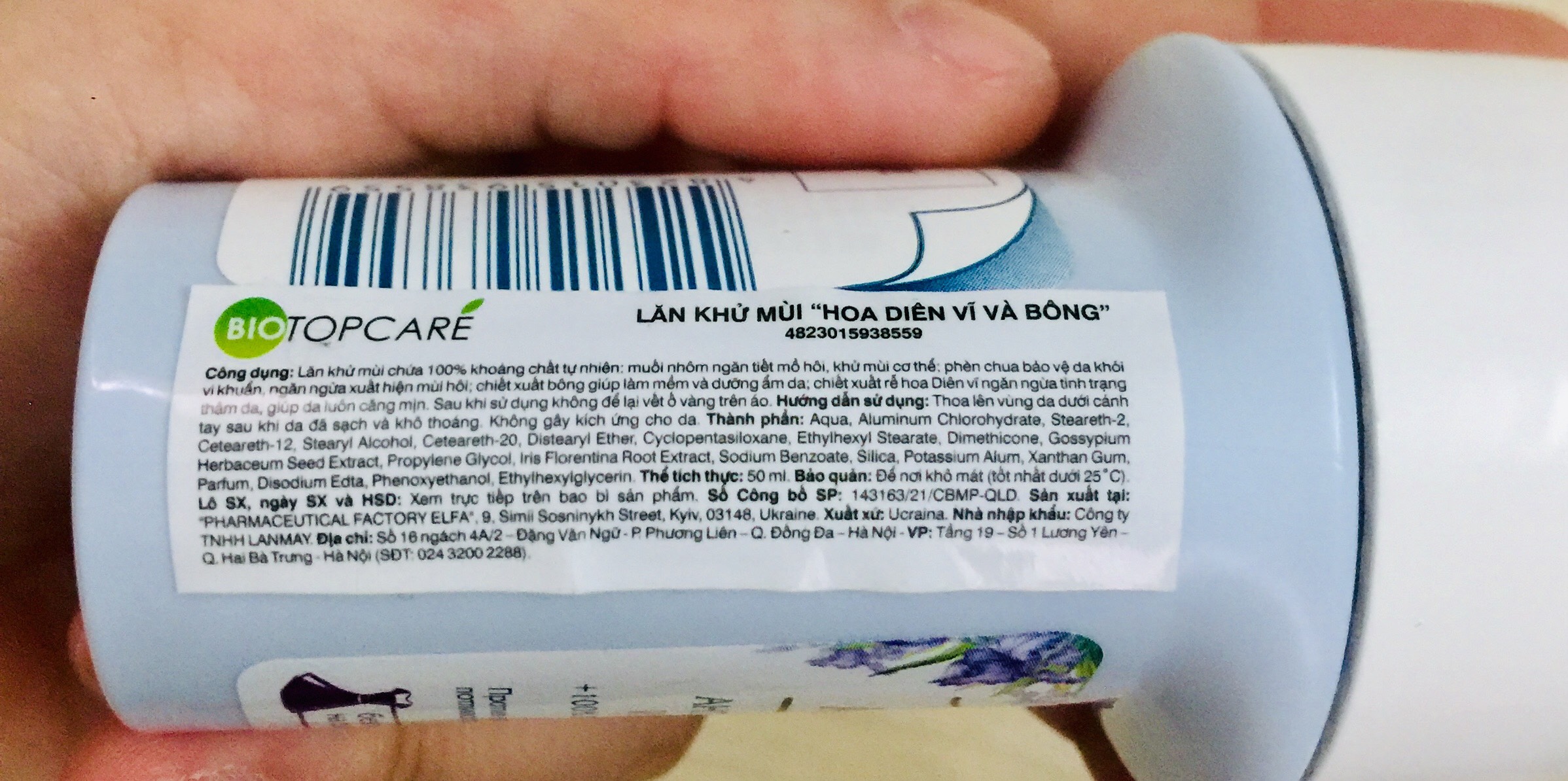 Lăn khử mùi Zelenaya Apteka hoa diên vĩ &amp; bông - dành cho da tiết nhiều mồ hôi 50ml