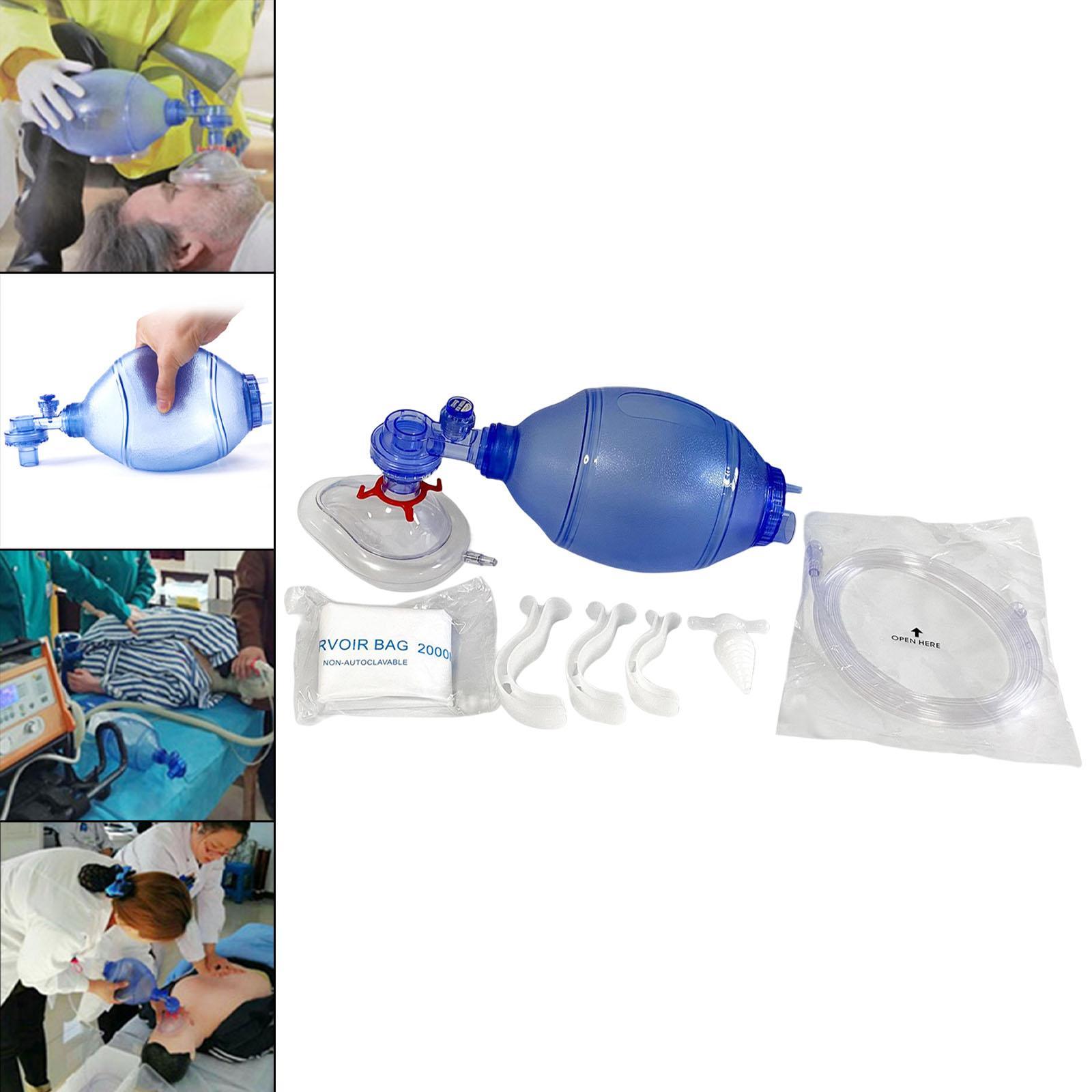 CPR Manual Tool Kit PVC Practi Mask Emergency Bag with Tubing and Mask Reservoir Bag Resuscitation Air Bag for First Aid Training Home Use