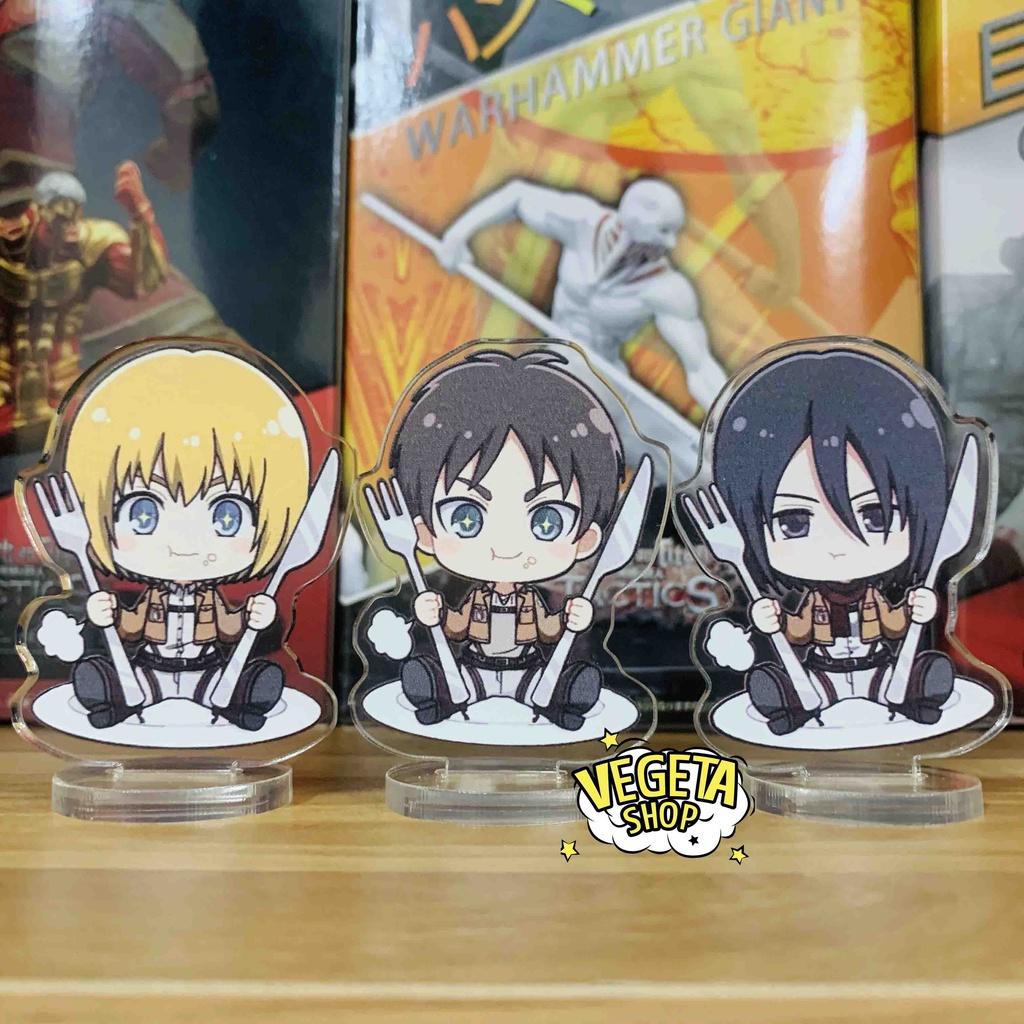 Mô Hình Tượng Standee Acrylic Mica 2 mặt - Trọn bộ Set 9 mẫu Attack On Titan - Eren Mikasa Armin Levi Sasha Erwin Hange