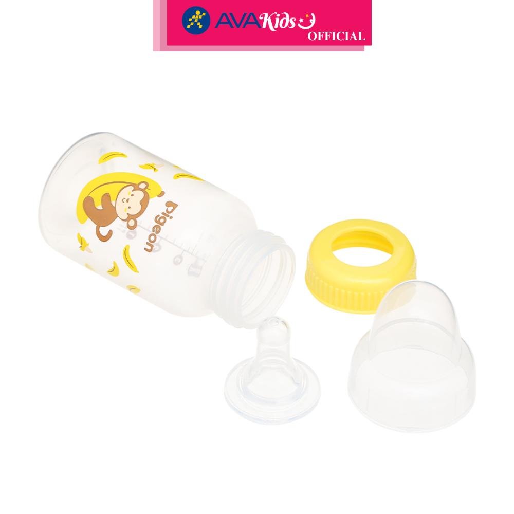 Bình sữa nhựa PP Pigeon cổ hẹp 120 ml - Hình khỉ (từ 4.5 tháng) - Hàng Chính Hãng