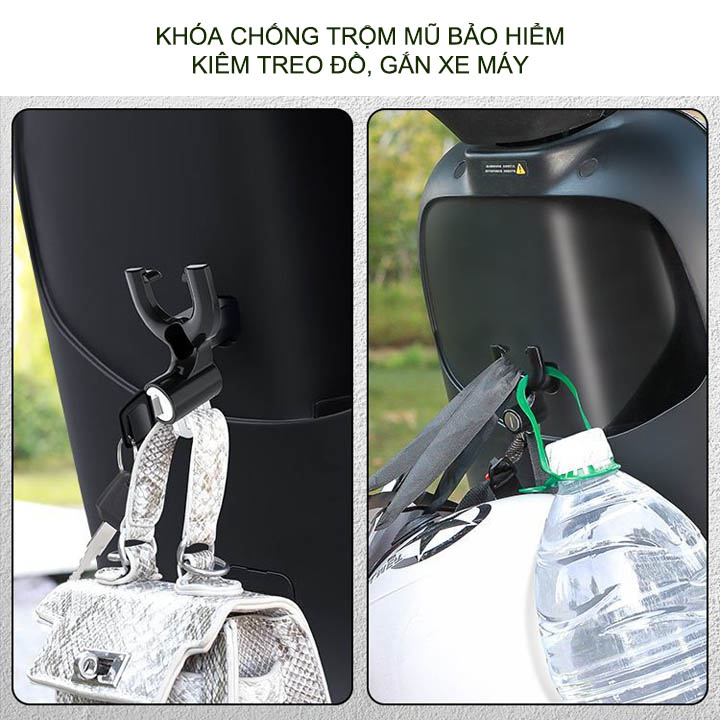 Khóa gắn xe máy chuyên dùng chống trộm mũ bảo hiểm, treo đồ đa năng, bằng hợp kim chắc chắn