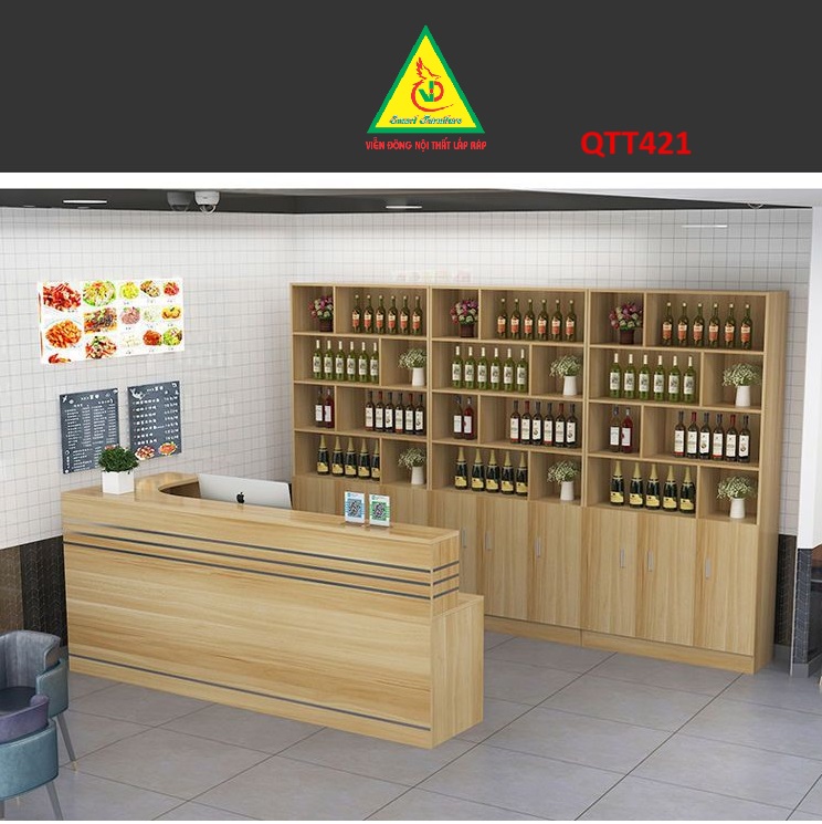 QUẦY LỄ TÂN, QUẦY TIẾP TÂN, QUẦY TÍNH TIỀN, QUẦY THU NGÂN QTT421- Nội thất lắp ráp Viễn Đông Adv
