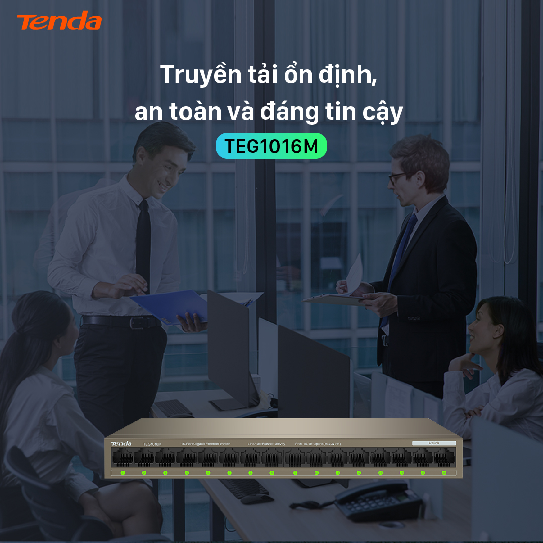 Tenda Bộ chia mạng Switch TEG1016M 16 cổng Ethernet 1000Mbps - Hàng chính hãng