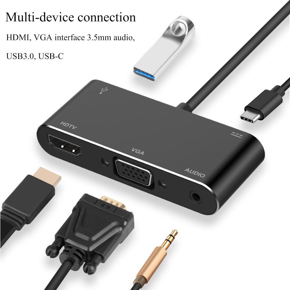 Hub Type-C ra Usb 3.0+Hdmi+Vga+Audio 5 in 1 KingMaster - hàng nhập khẩu